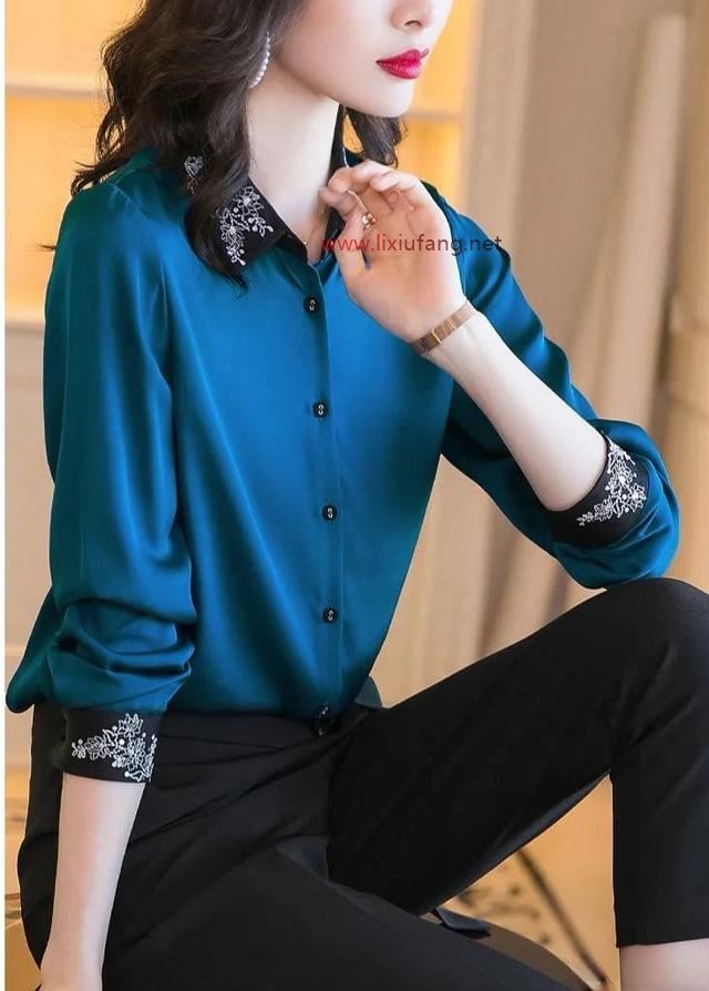 刺繡襯衫顯優雅年輕身材，氣質迷人